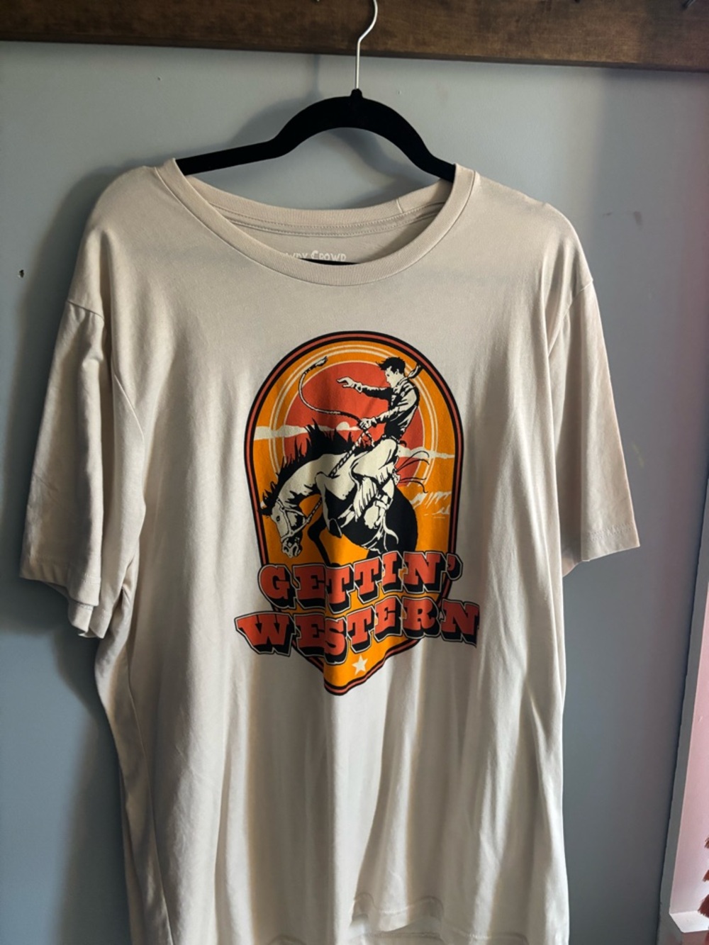 Gettin' Western Graphic Tee - Cream with Orange Print